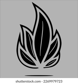 ein Feuermotiv-Logo mit einem Hauch von Mariuana-Blättern