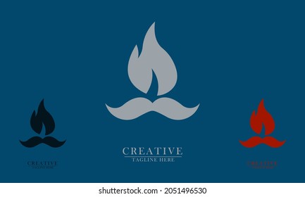 fire and thick mustache simple design for men, great for men's hat t-shirt icon. vector concept flat abstract design.