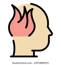 Fire thinking icon outline vector. Critical think. Business skill color flat