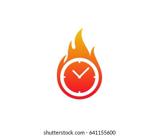 Fire Time Icon Logo Design Element