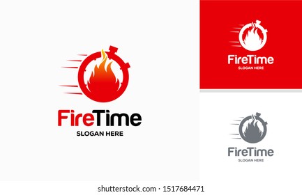 Fire Time logo designs template, Fast Timer logo symbol, Fire and Stopwatch logo symbol icon template