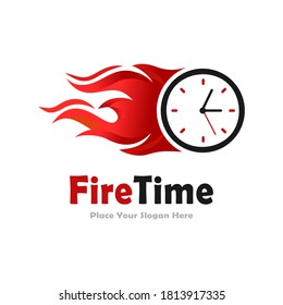 Fire time vector logo template. Suitable for business, web, art, hot 