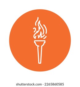 Icono de la línea negra de la antorcha de fuego. Pictograma para página web, aplicación móvil, promoción.