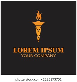 Fire torch with flame flat icons set. Collection of symbol flaming, illustration