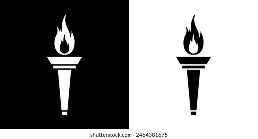 Fire torch with fire icon in generic style. Sports torch concept