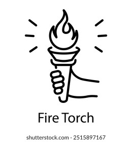 Fire torch icon in line style 
