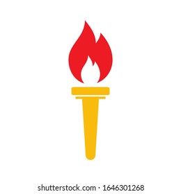 Fire torch icon. Red flame. Burning sign of sports games, victory and success. Vector isolated on white background