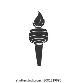 Fire Torch Icon Silhouette Illustration. Sport Flame Vector Graphic Pictogram Symbol Clip Art. Doodle Sketch Black Sign.