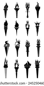 fire torch icons set
