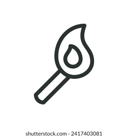 Fire torch isolated icon, burning torch vector symbol with editable stroke