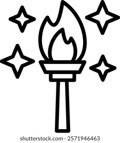 Fire Torch Line Vector Icon Design