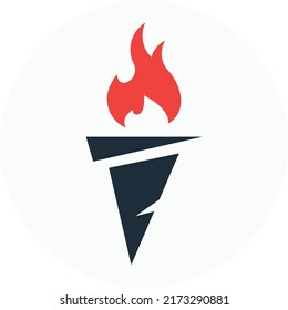 Fire Torch Logo, creative minimal burn icon vector design. Great for mobile app, web design, etc.