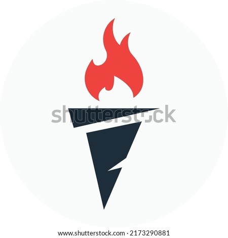 Fire Torch Logo, creative minimal burn icon vector design. Great for mobile app, web design, etc.