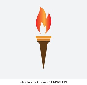 Fire torch logo design template flat illustration