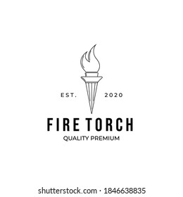Fire torch logo line art minimalist vector illustration logo
