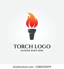 Fire torch logo vector illustration design, line art logo minimalist