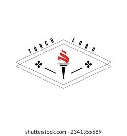 fire torch logo vector retro design