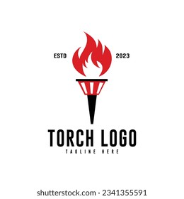 fire torch logo vector retro design