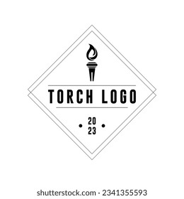 fire torch logo vector retro design