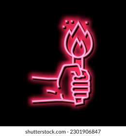 vector de señal de neón de antorcha de fuego. señal de la antorcha de fuego. ilustración de símbolo aislado