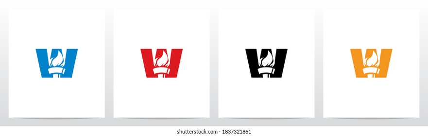 Fire Torch On Letter Logo Design W