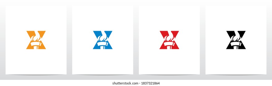 Incendio De Incendio En El Diseño De Logotipo De Letra X