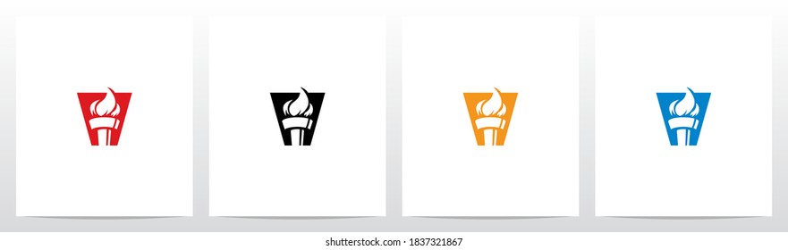 Fire Torch On Letter Logo Design V