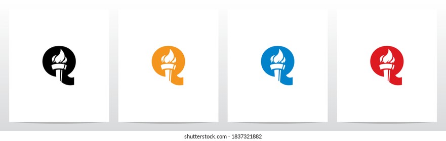 Fire Torch On Letter Logo Design Q
