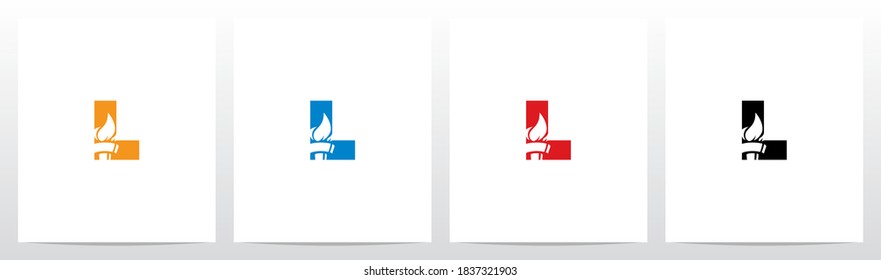 Fire Torch On Letter Logo Design L