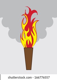 Fire torch with smoke behind 