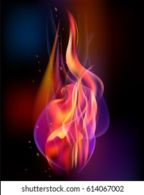 fire torch vector colored sparks burn