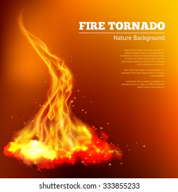 Fire Tornado Swirls Realistic Campfire Flame With Sparks Poster Vector Illustration