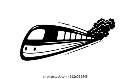 Fuego en el tren, silueta aislada negra