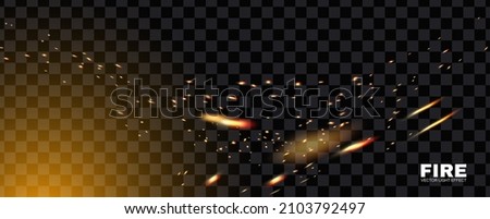 Fire. TransparenT light effect with flying sparkls. Light moition