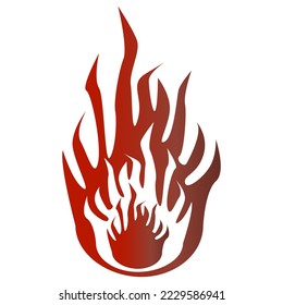 Fire with transparent middle. Bright burning elements. Colorful vector illustration on a white background.