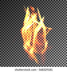 Fire transparent translucent flame torch.