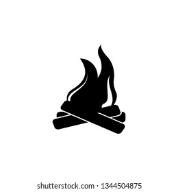 Fire, travel, icon. Summer vector icon Black Thin flat Symbol of Tourism for Web and App development Isolated on White Background. Vector