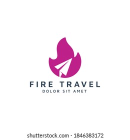 fire travel negative space logo design