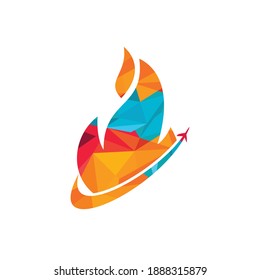 Fire travel vector logo design template.	