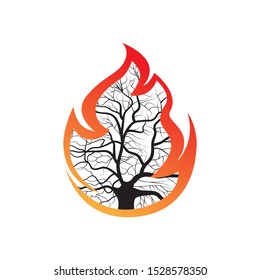 fire and tree, vector illustration
