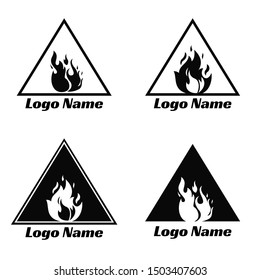 Fire triangle sign illustration logo design collection, gas illustration. EPS 8 compatible. no gradient. no transparency - vector