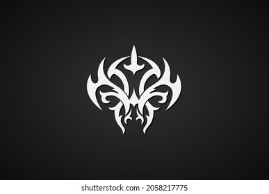 Fire Tribal Demon Satan Devil Monster Head for Tattoo Logo Design Vector