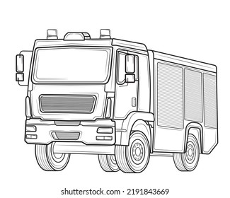 Fire truck ambulance car.Side view.Vector illustration.