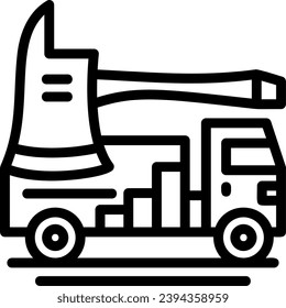 Fire Truck Ax Linear Icon Vector Design