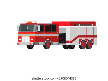 Fire truck car vector icon. Cartoon style illustration