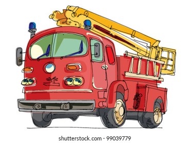 fire truck - cartoon