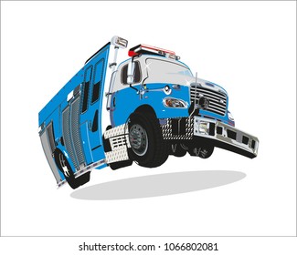 Fire Truck, cartoon, clip art, vector, illustration