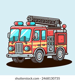 
Fire truck  cartoon in colored style vector illustration 