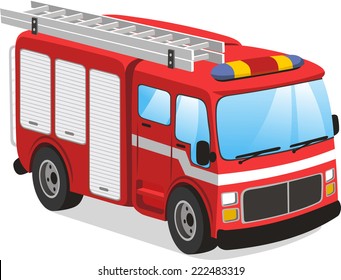Fire truck cartoon illustration 