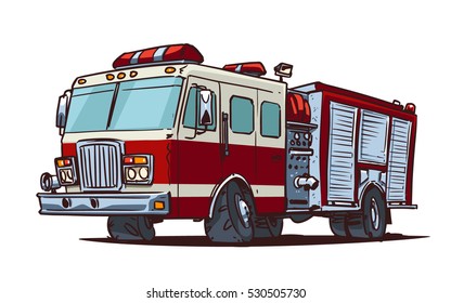 Fire Truck Cartoon Illustration